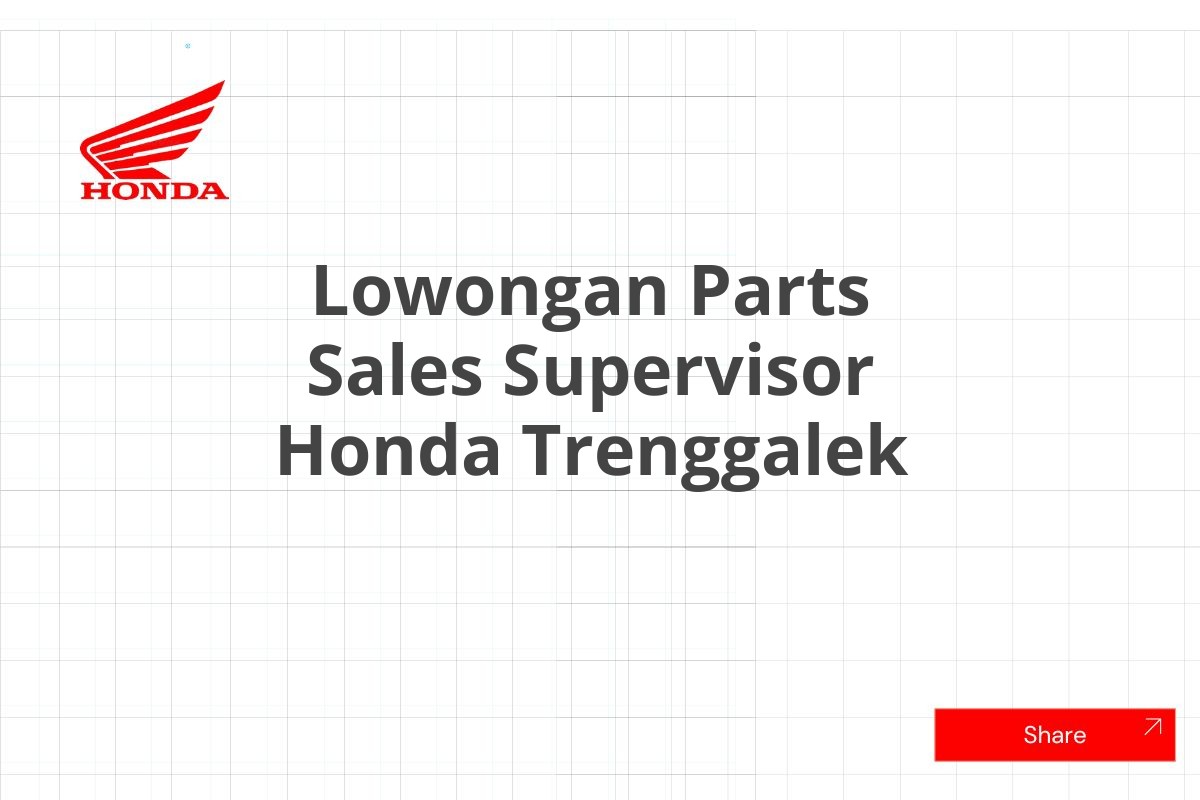 Lowongan Parts Sales Supervisor Honda Trenggalek