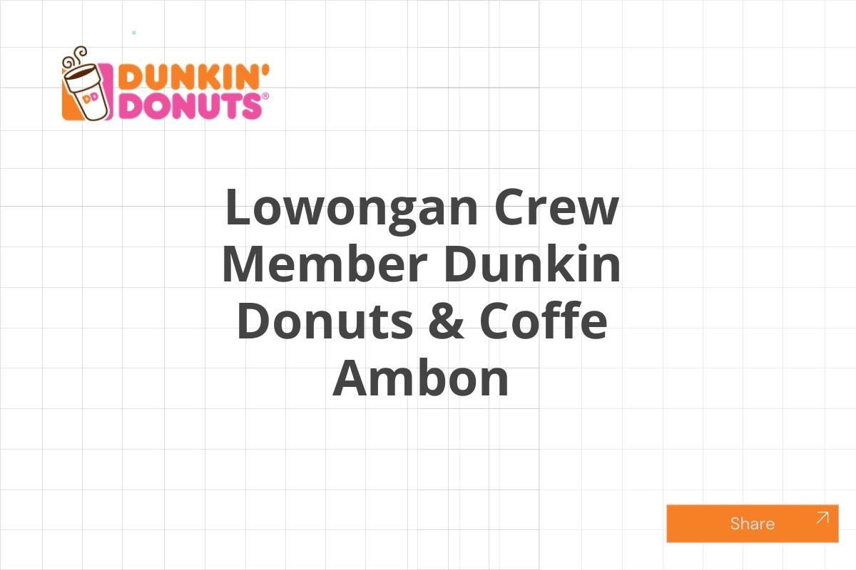 Lowongan Crew Member Dunkin Donuts & Coffe Ambon