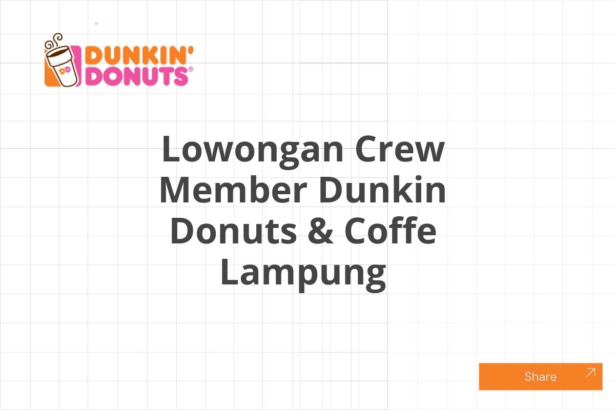 Lowongan Crew Member Dunkin Donuts & Coffe Lampung